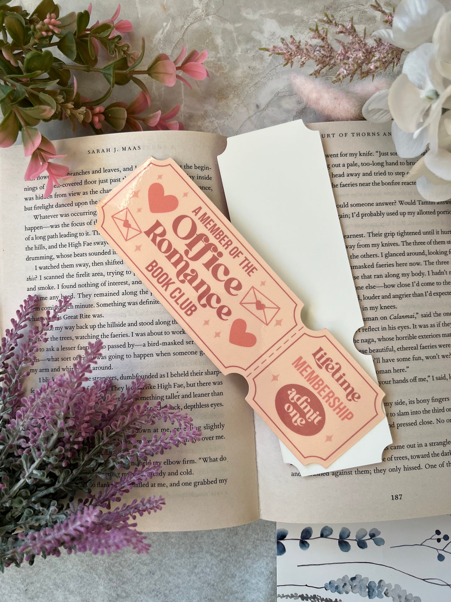 Cardstock Office Romance Ticket Bookmark