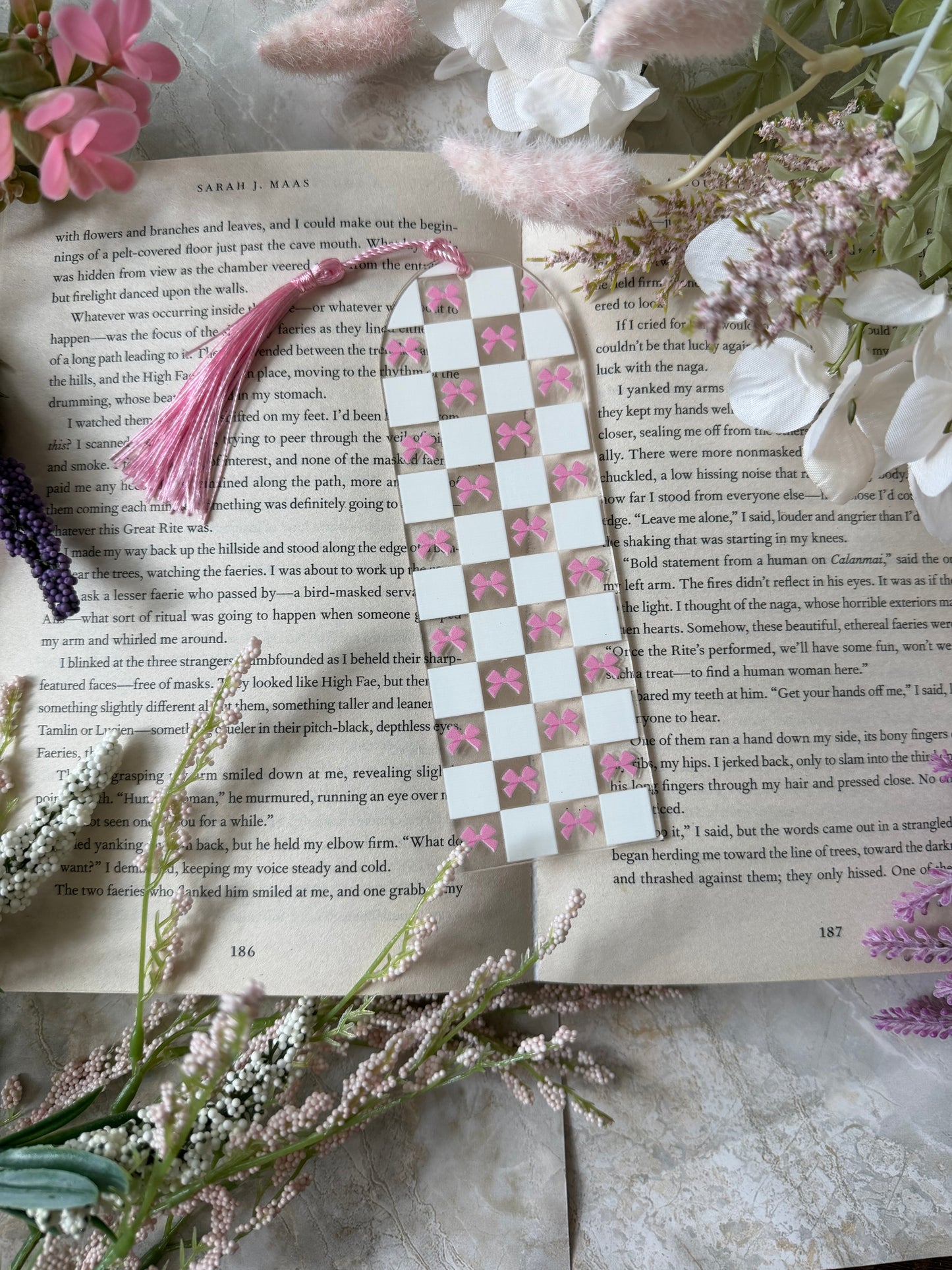Acrylic Bookmark- Checkered Bows