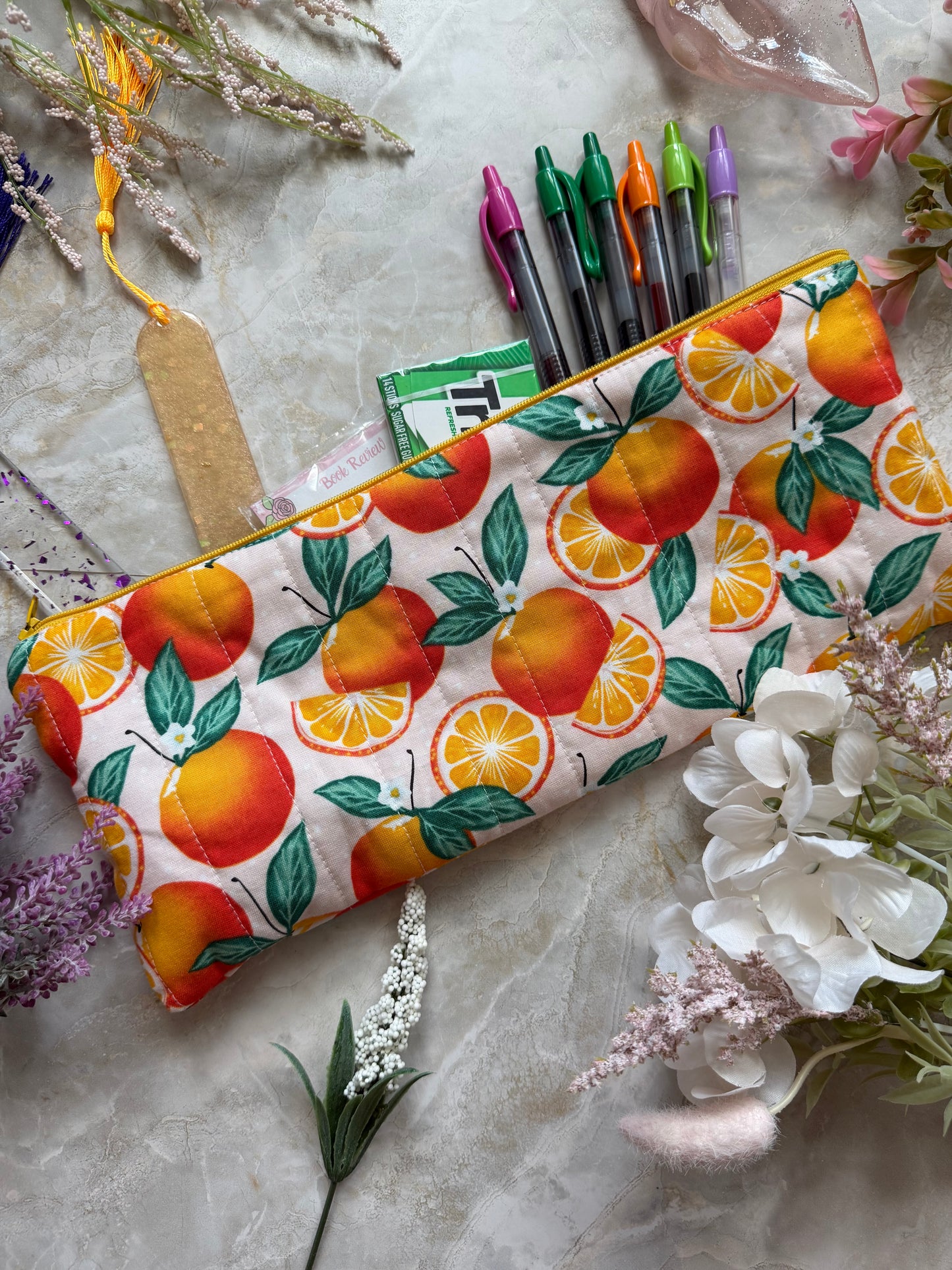 Citrus Orange Handmade Pouch