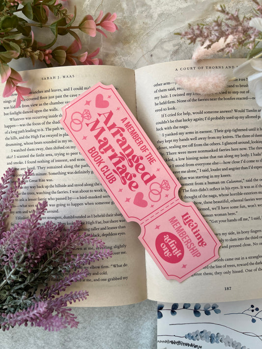 Cardstock Arranged Marriage Ticket Bookmark