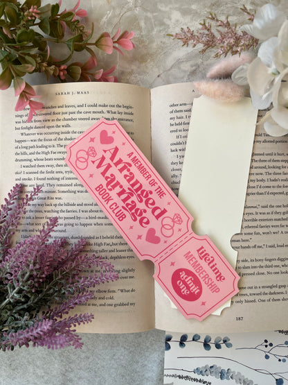 Cardstock Arranged Marriage Ticket Bookmark
