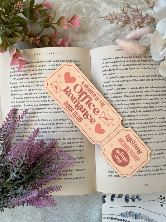 Cardstock Office Romance Ticket Bookmark