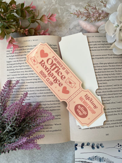 Cardstock Office Romance Ticket Bookmark