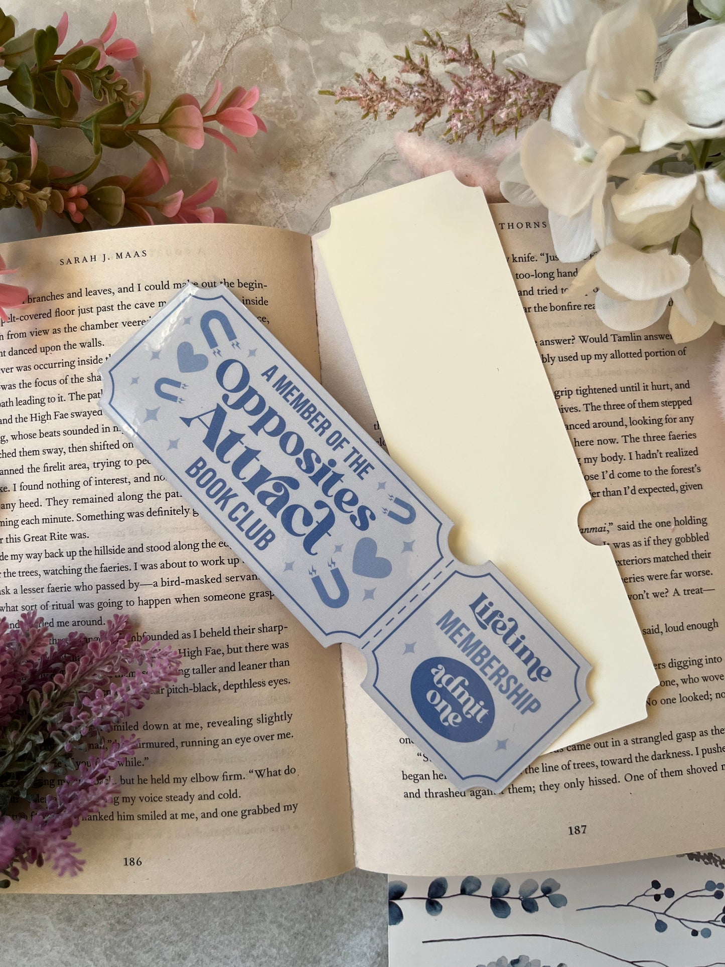 Cardstock Opposites Atrract Ticket Bookmark