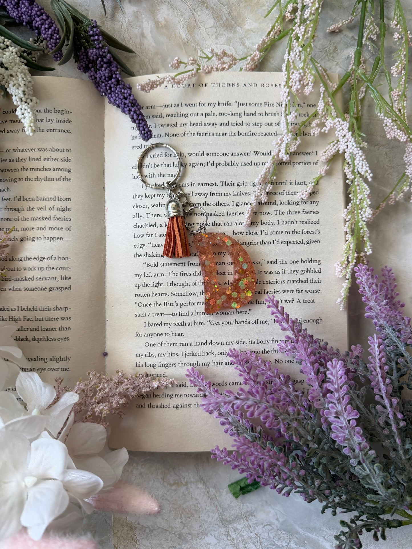 Resin Letter Keychain- D