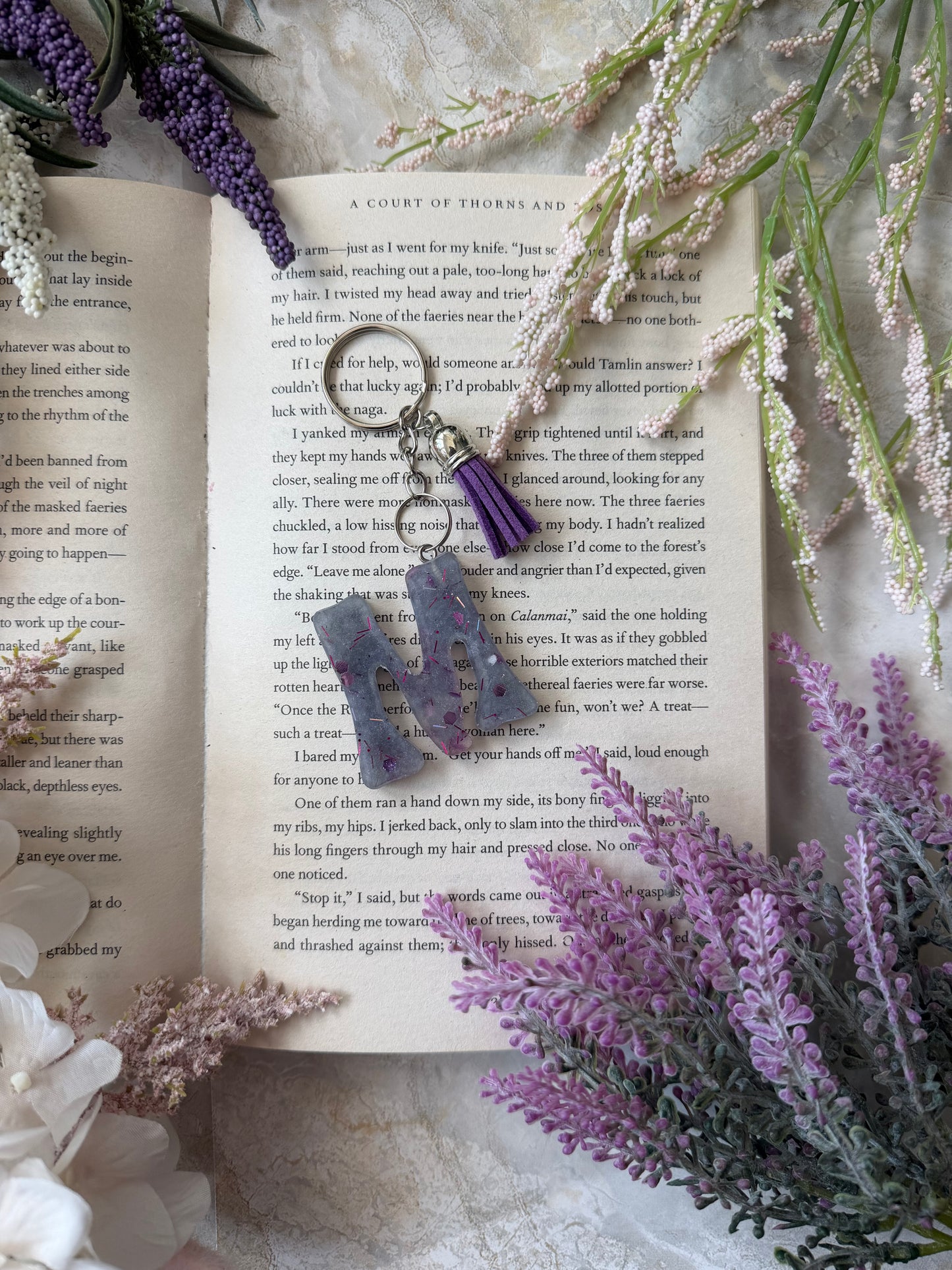 Resin Letter Keychain- M
