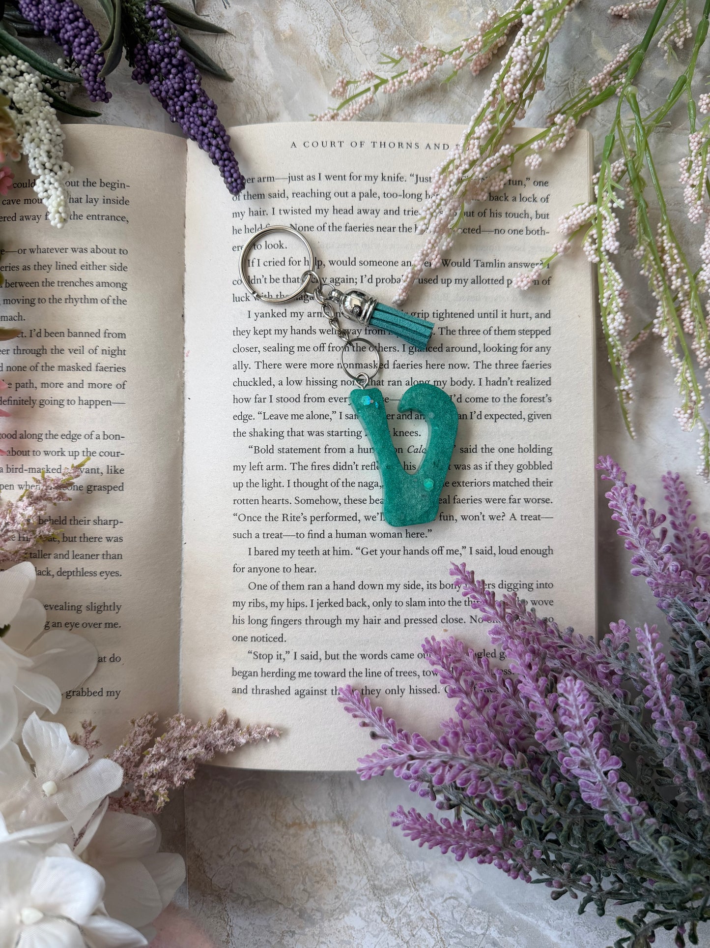 Resin Letter Keychains- V