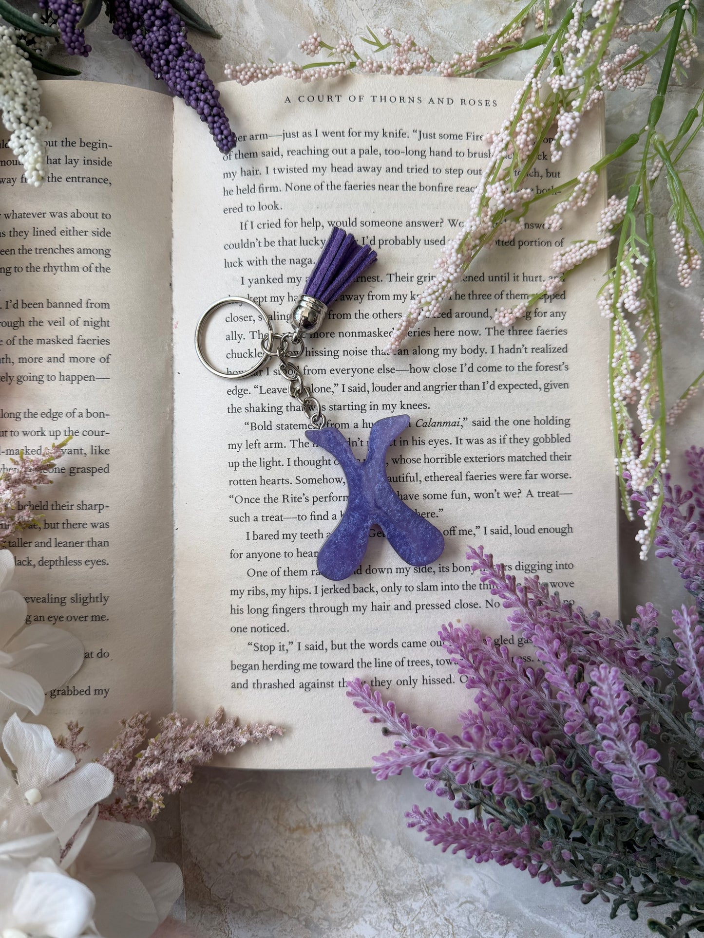 Resin Letter Keychain- X