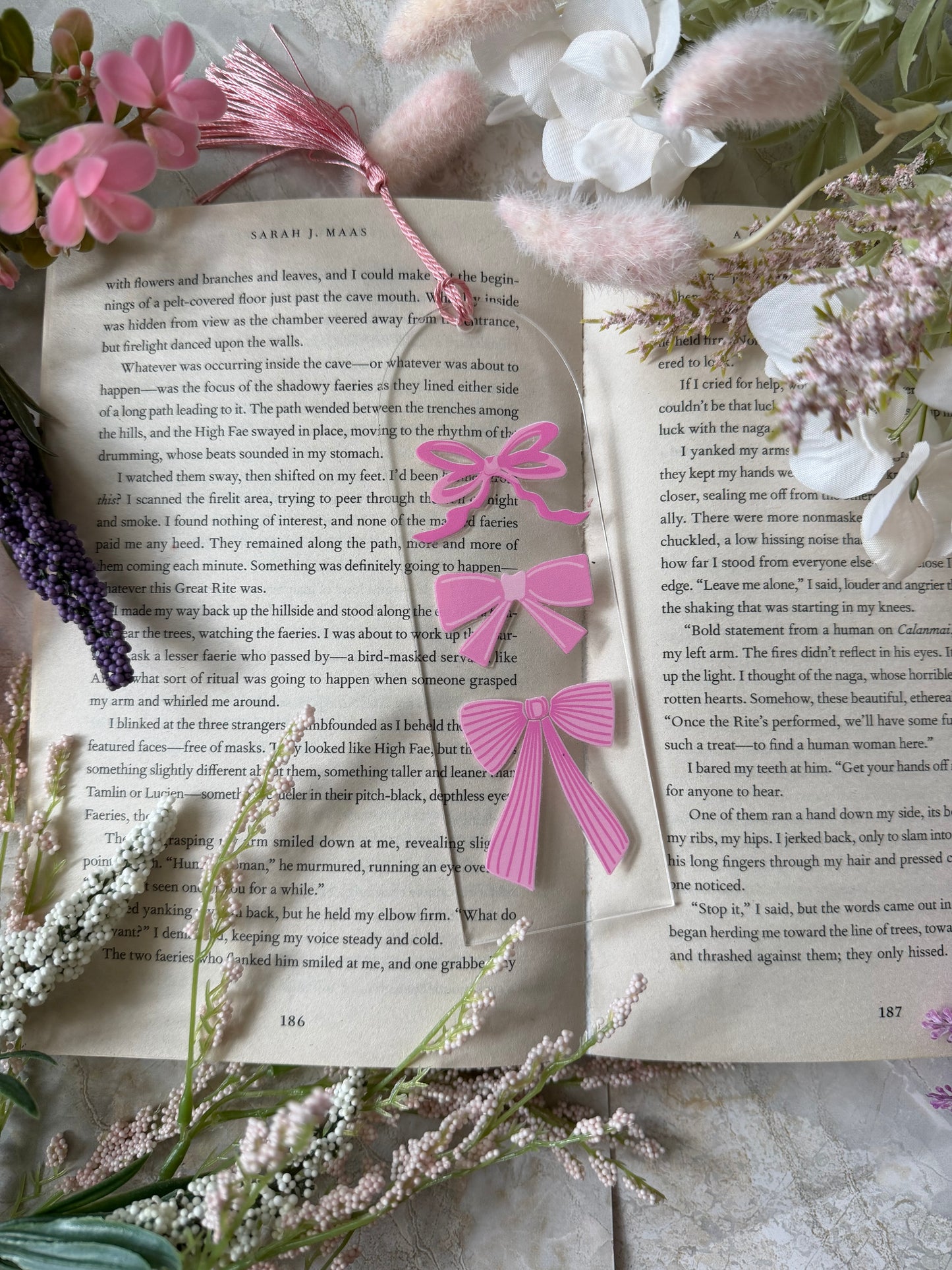 Acrylic Bookmark- Pink Bows