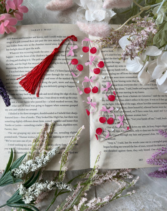 Acrylic Bookmark- Cherries and Bows