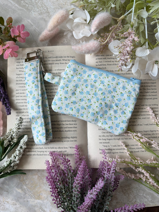 Wristlet & Pouch Set - Mini Blue