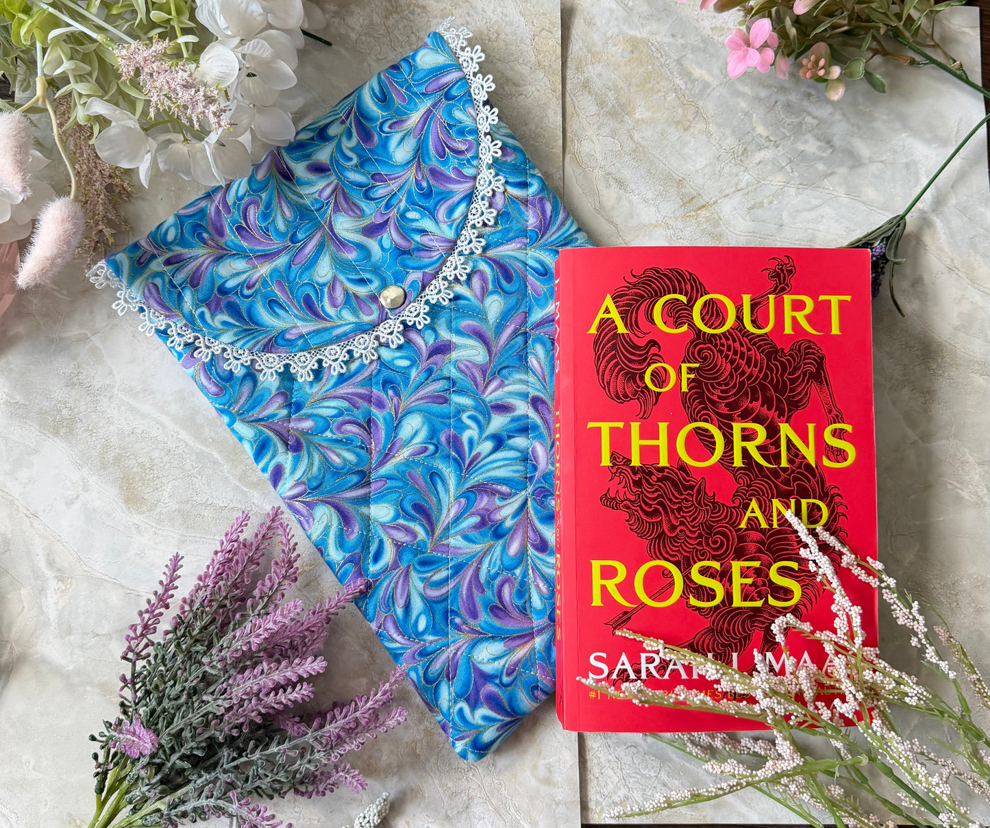 Lace Trim Book & Kindle Sleeve- Handmade Protective Covering