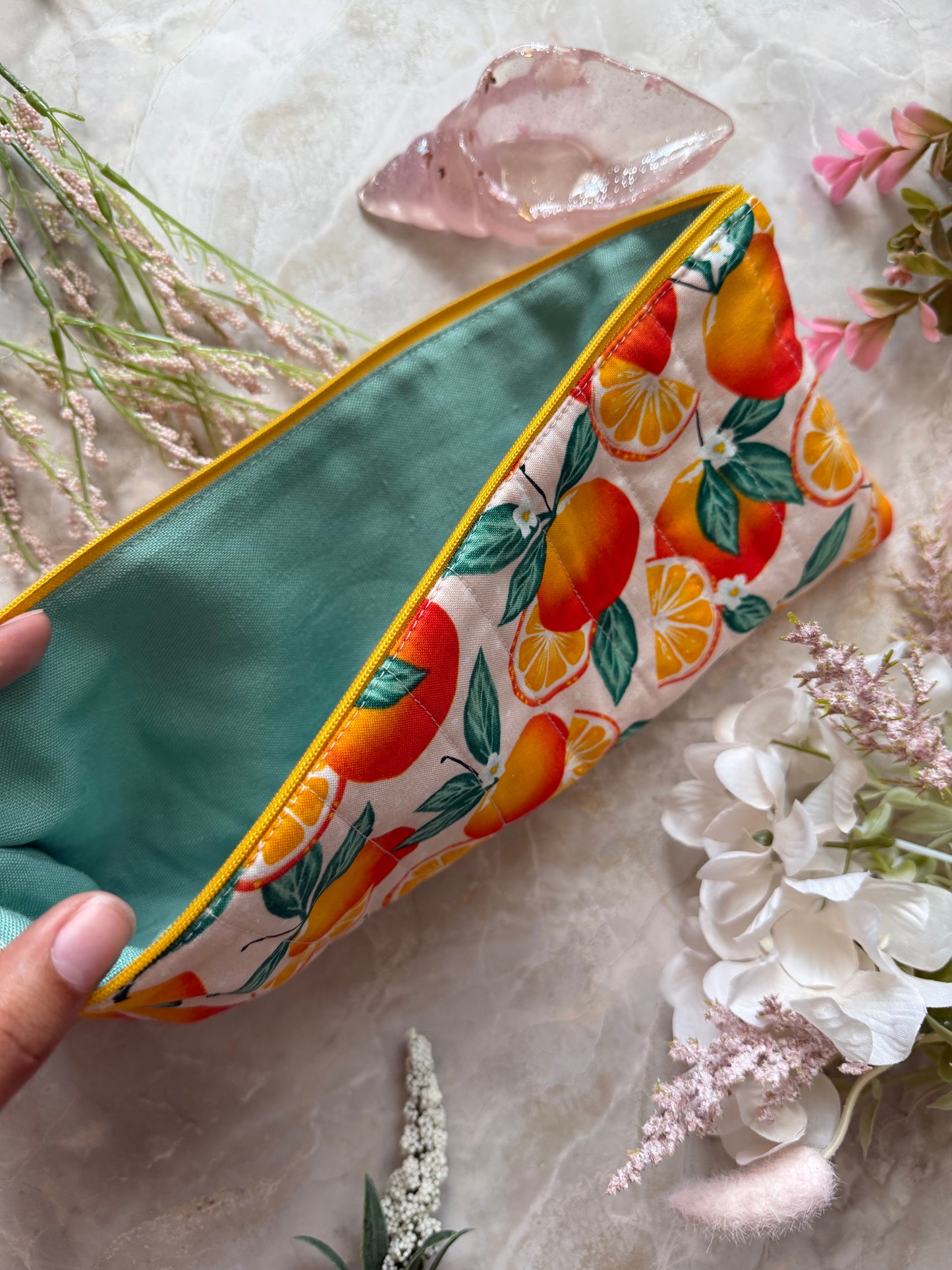 Citrus Orange Handmade Pouch