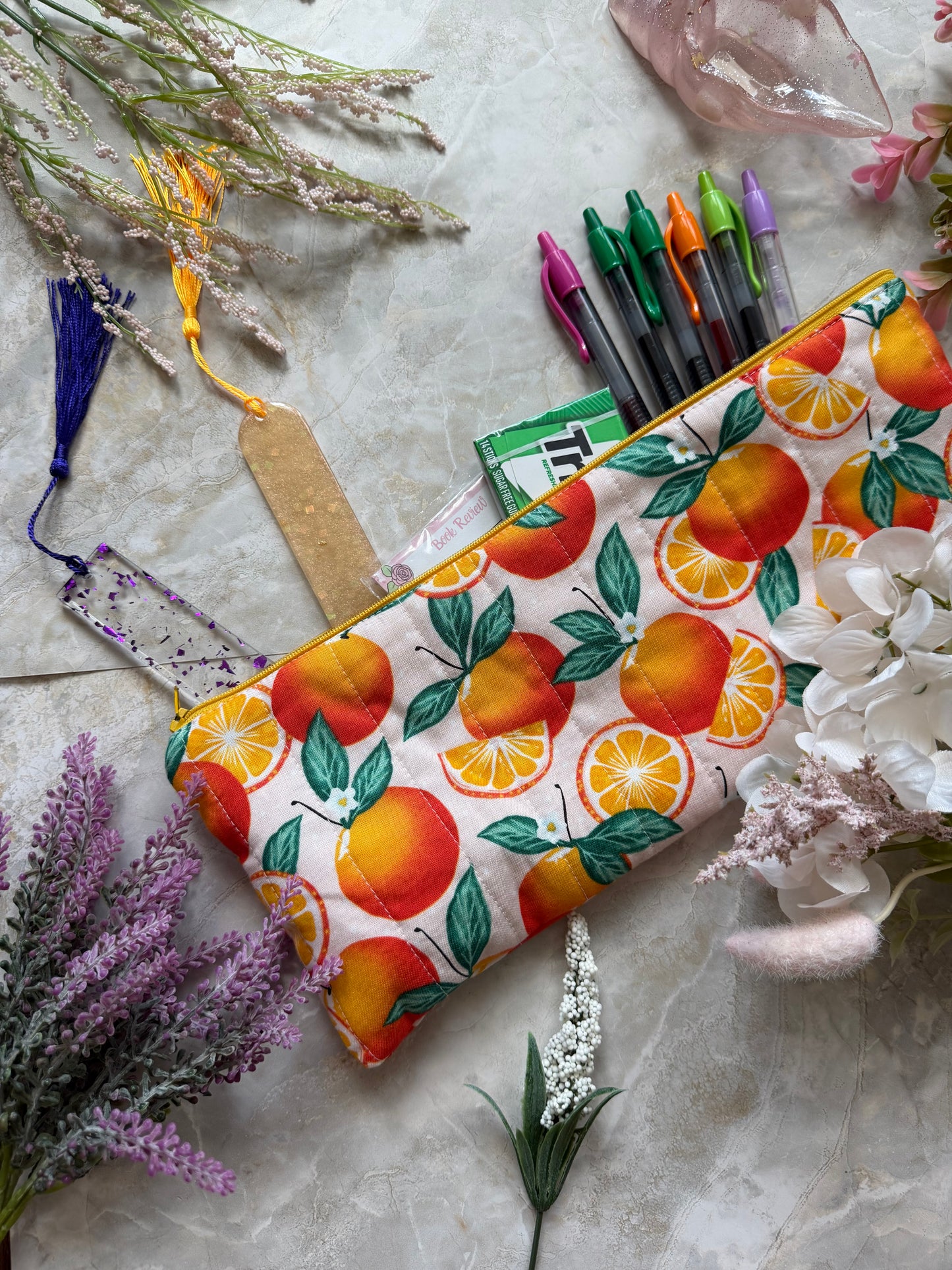 Citrus Orange Handmade Pouch