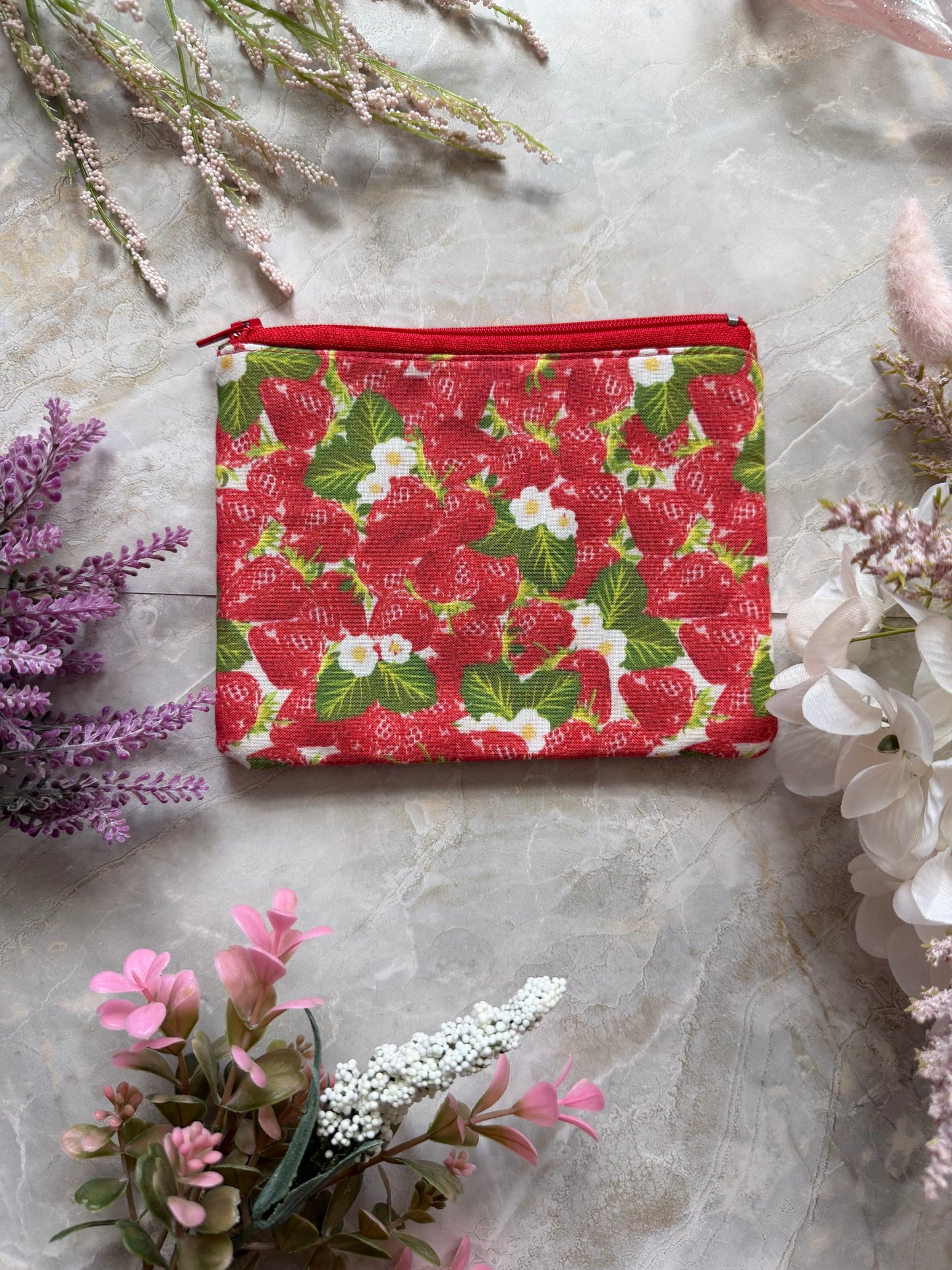 Handmade Strawberry Essentials Pouch