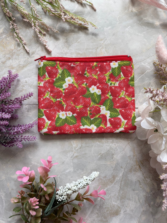 Handmade Strawberry Essentials Pouch