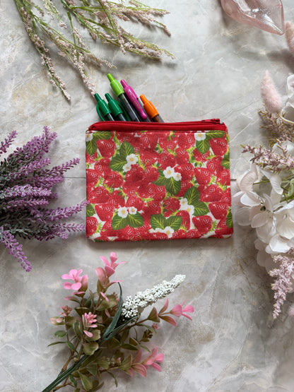 Handmade Strawberry Essentials Pouch