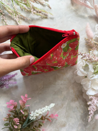 Handmade Strawberry Essentials Pouch