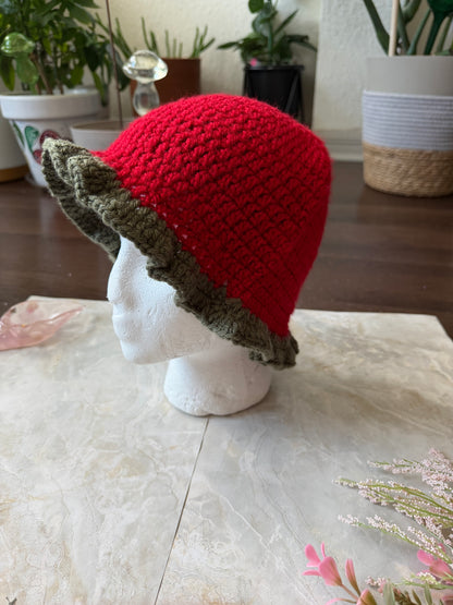 Crochet Bucket Hat- Strawberry