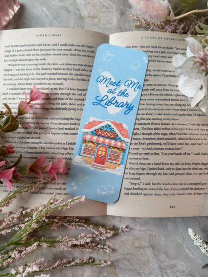 Cardstock Meet Me At The Library Bookmark