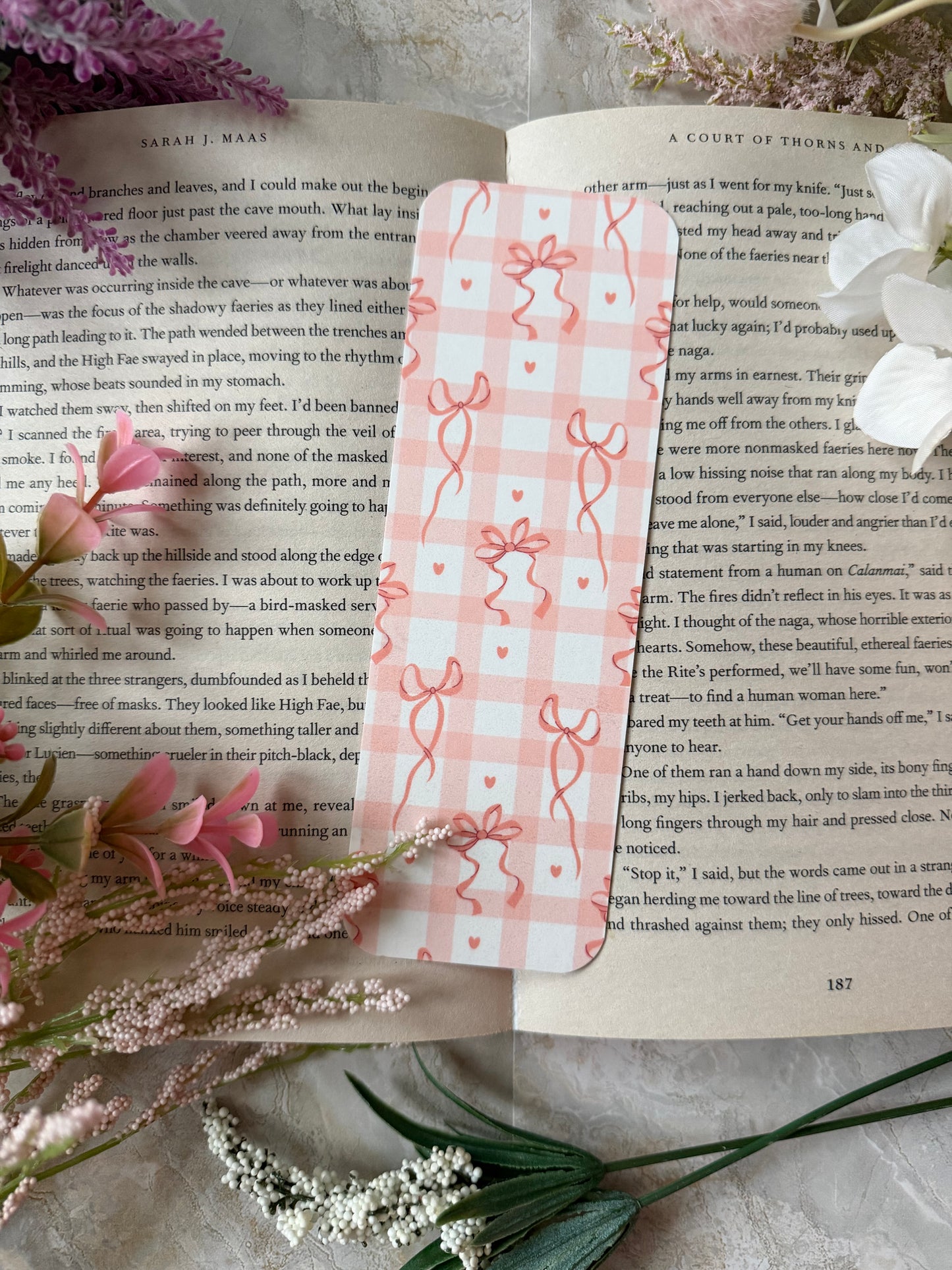 Cardstock Pink Bows Bookmark