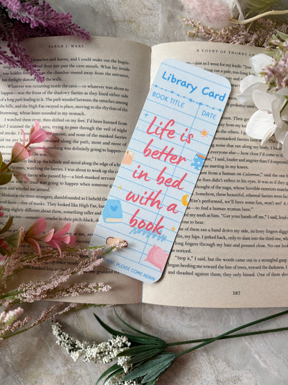 Cardstock Life Is Better in Bed Bookmark
