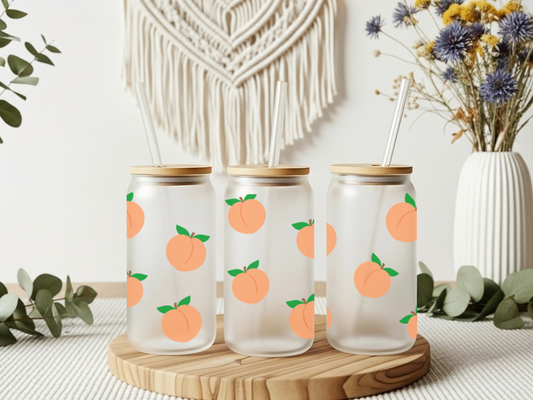 Frosted Glass Cup- Peaches