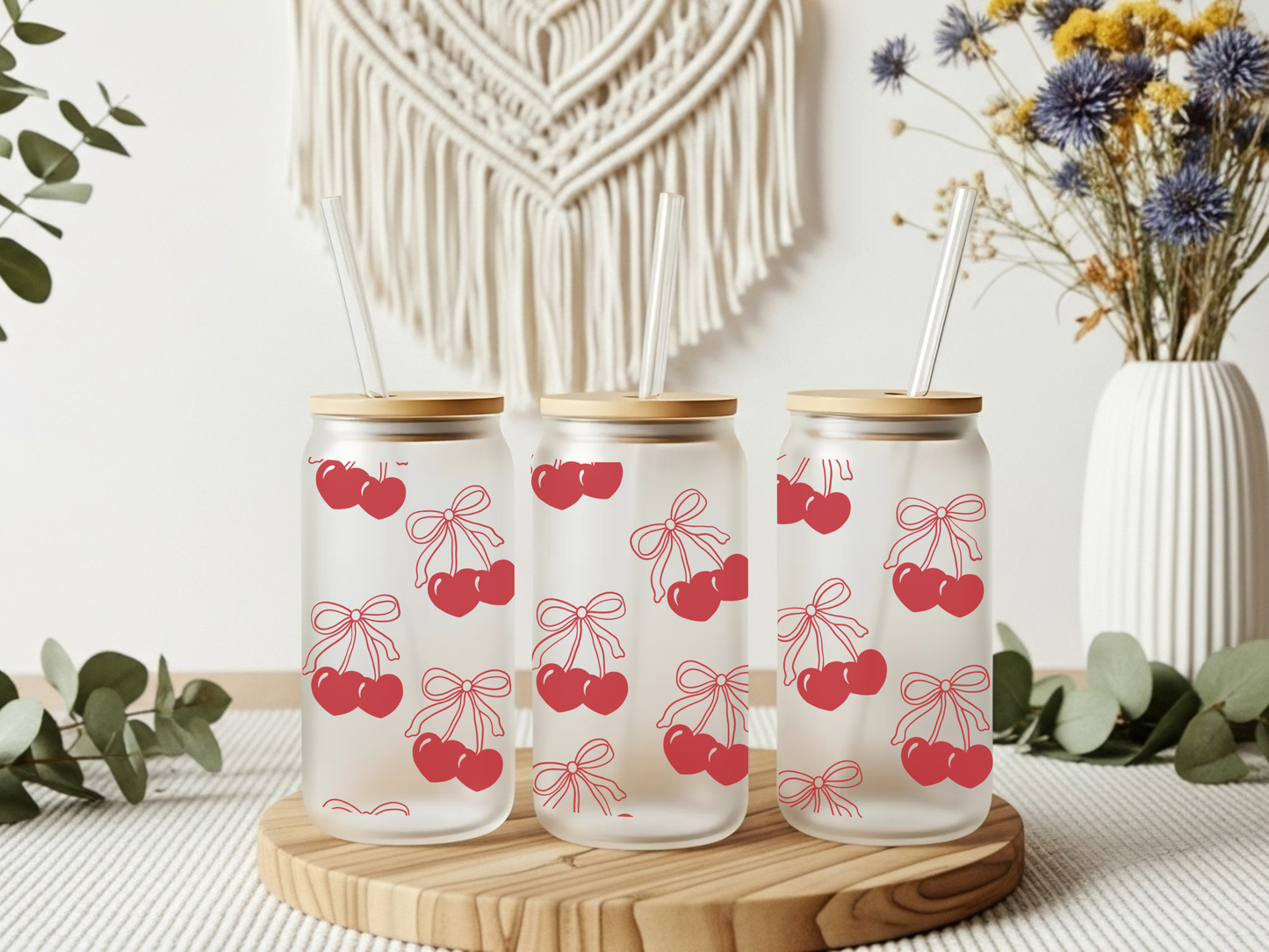 Frosted Glass Cup- Another Cherry Heart